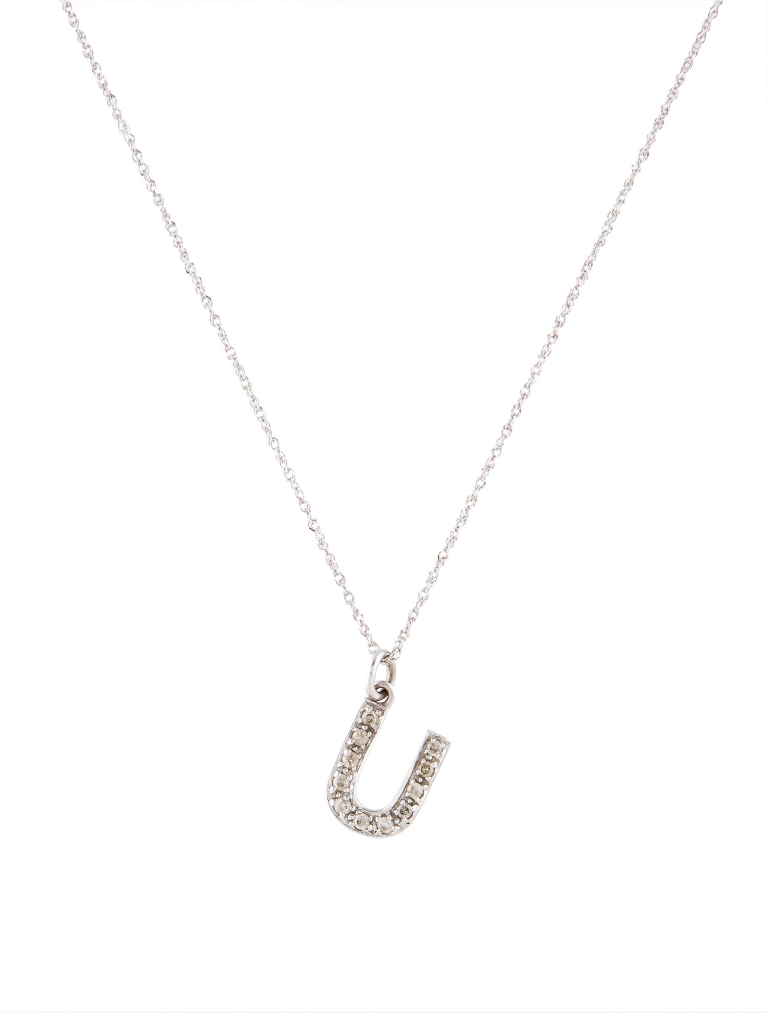 Sydney Evan 14K Diamond 'U' Initial Pendant Necklace