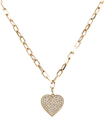 Sydney Evan 14K 1.16ctw Diamond Extra Large Heart Charm & Paperclip Chain