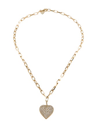 Sydney Evan 14K 1.16ctw Diamond Extra Large Heart Charm & Paperclip Chain
