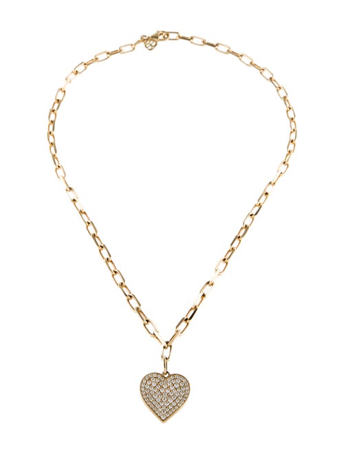Sydney Evan 14K 1.16ctw Diamond Extra Large Heart Charm & Paperclip Chain