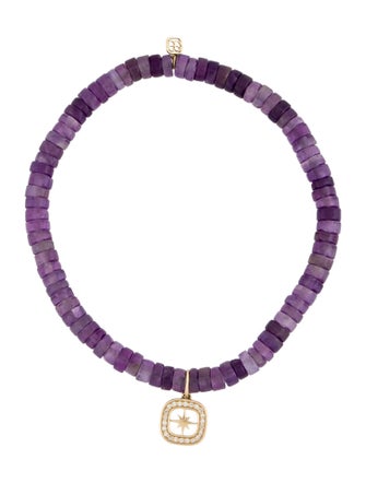 Sydney Evan 14K Amethyst & Diamond Starburst Bead Bracelet