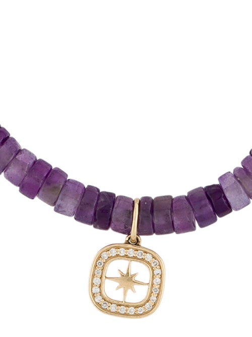 Sydney Evan 14K Amethyst & Diamond Starburst Bead Bracelet