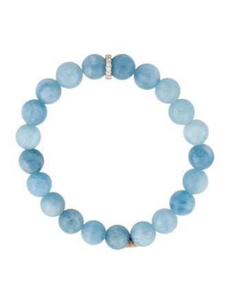 Sydney Evan 14K Aquamarine & Diamond Bead Bracelet