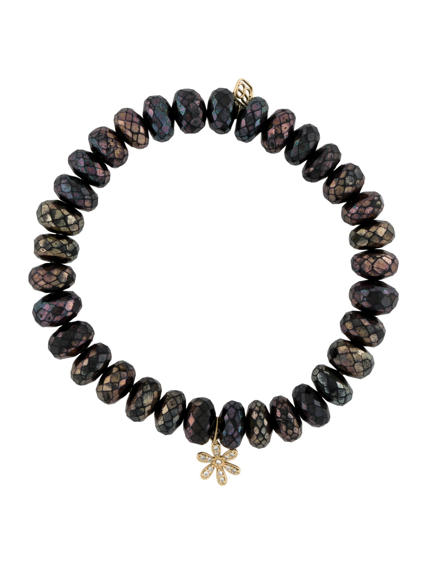 Sydney Evan 14K Coated Spinel & Diamond Flower Bead Bracelet