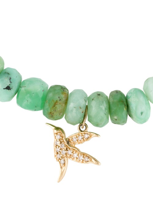 Sydney Evan 14K Chrysoprase & Diamond Hummingbird Bead Bracelet