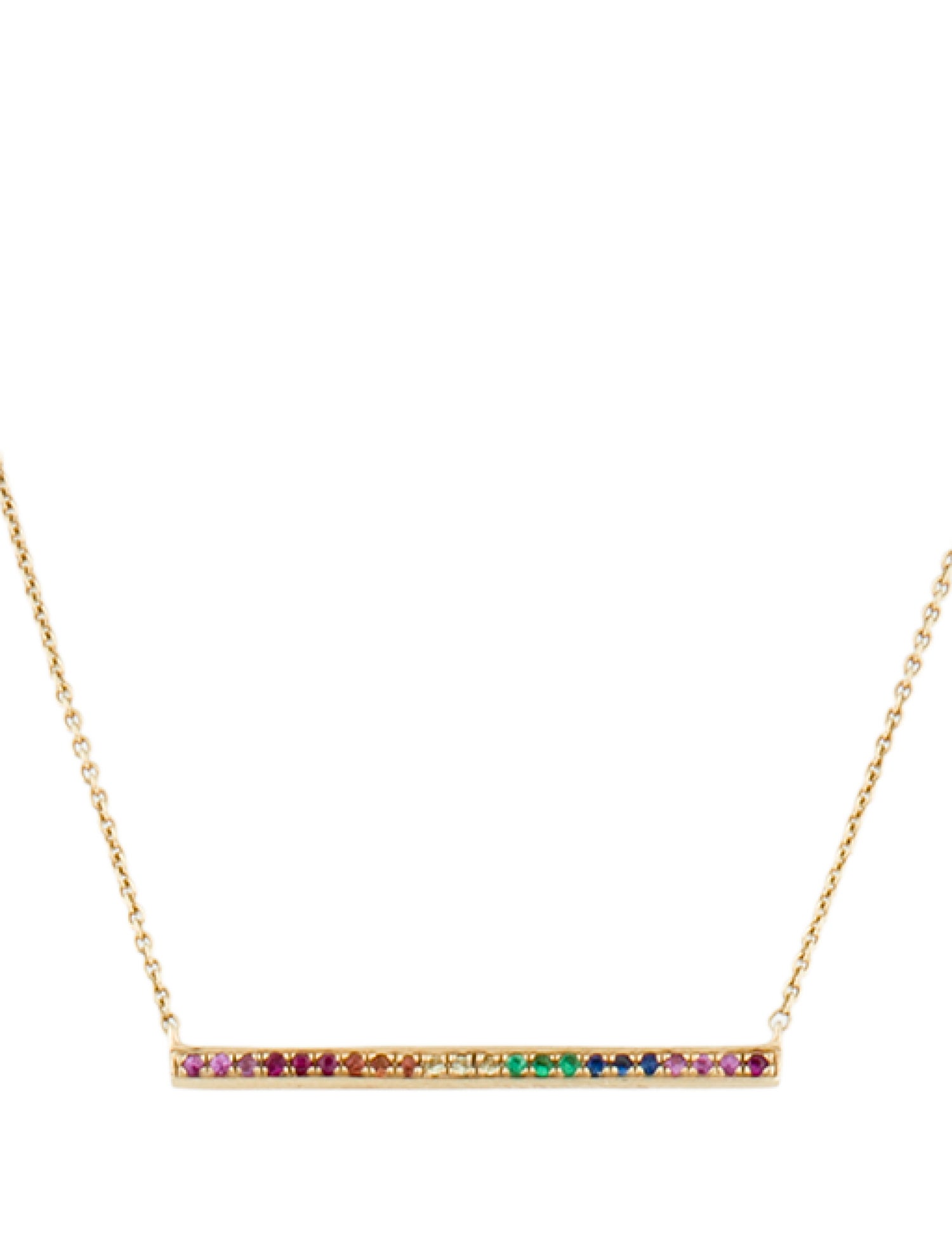 Sydney Evan 14K Multi-Stone Long Bar Pendant Necklace