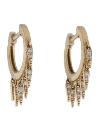 Sydney Evan 14K Diamond Small Fringe Huggie Hoop Earrings