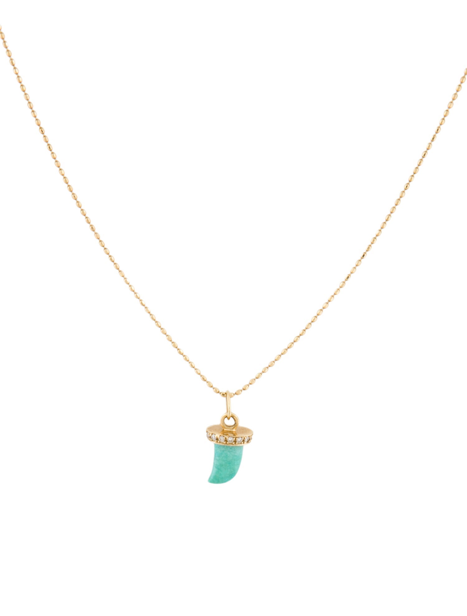 Sydney Evan 14K Turquoise & Diamond Horn Pendant Necklace