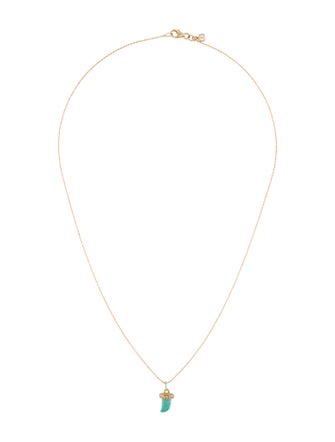 Sydney Evan 14K Turquoise & Diamond Horn Pendant Necklace