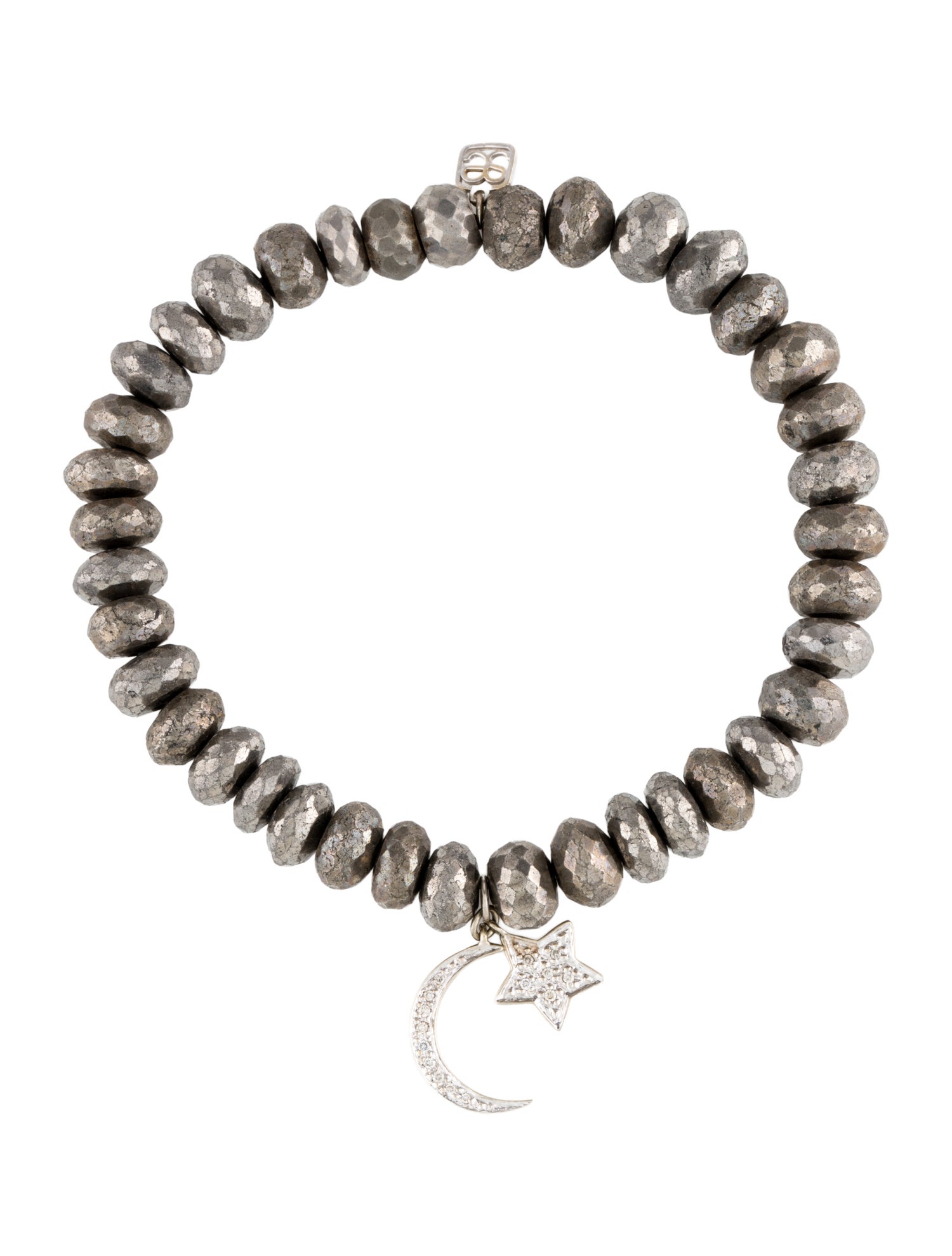 Sydney Evan 14K Pyrite & Diamond Moon Star Charm Bracelet