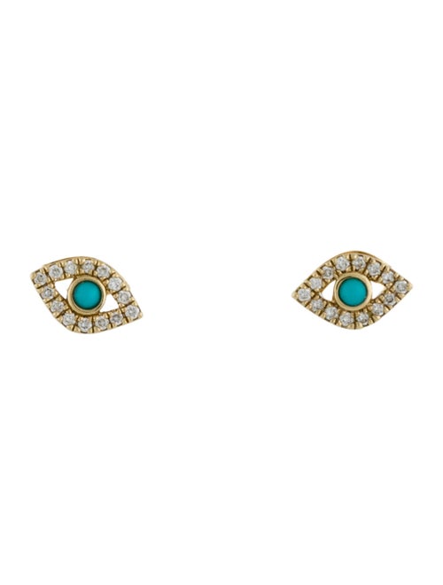 Sydney Evan 14K Turquoise & Diamond Evil Eye Stud Earrings