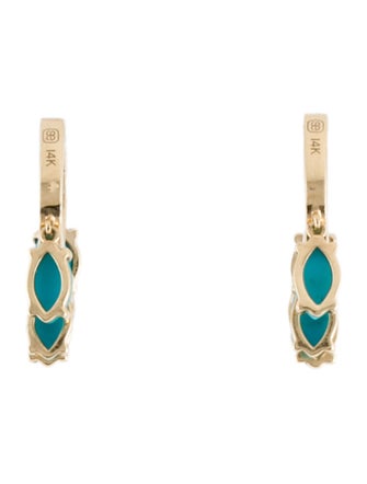 Sydney Evan 14K Turquoise & Diamond Evil Eye Fringe Huggie Earrings