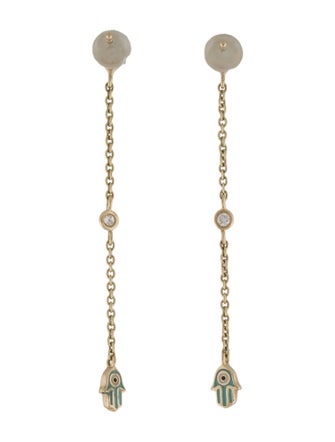Sydney Evan 14K Diamond Evil Eye Hamsa Drop Earrings