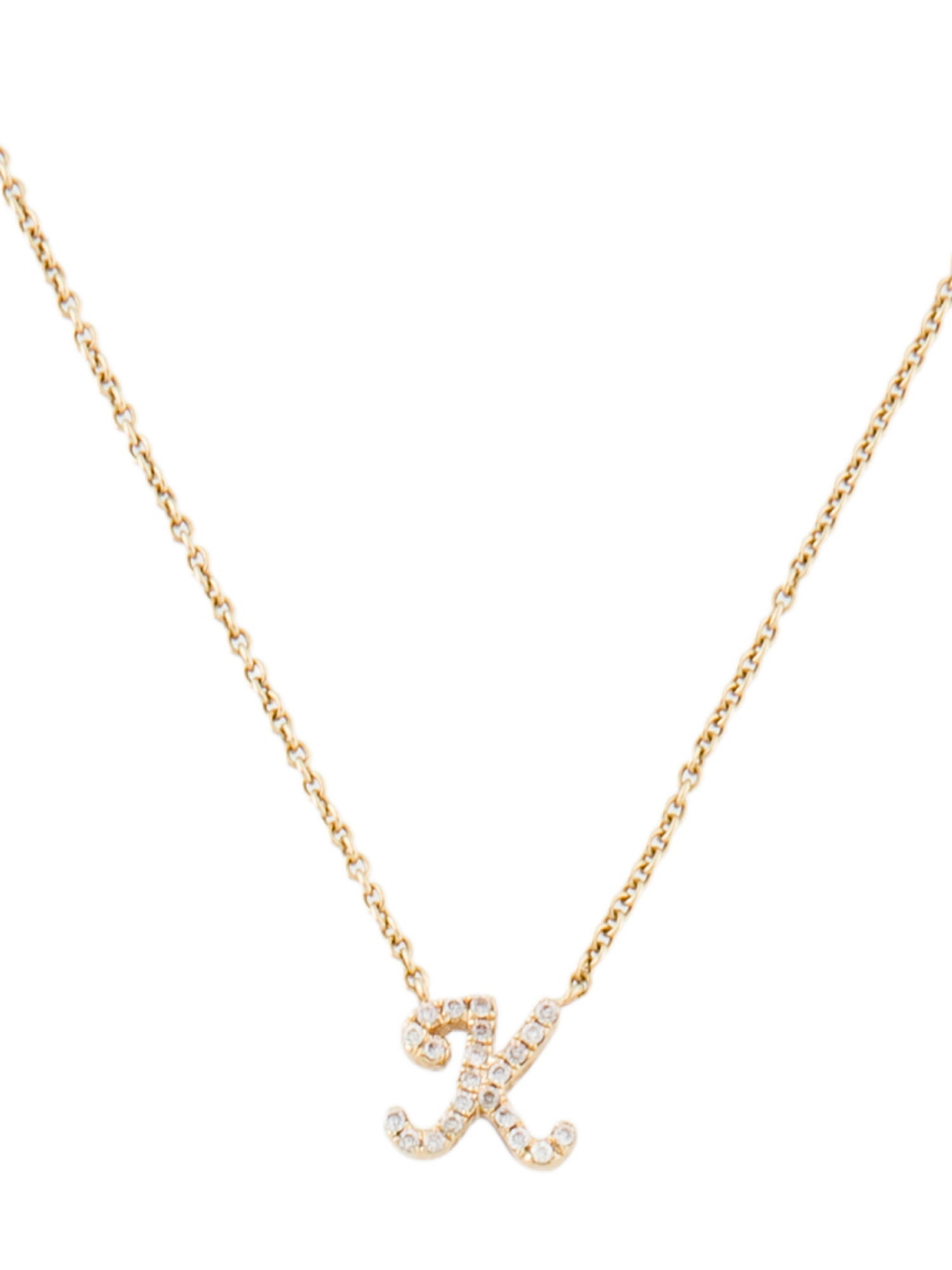 Sydney Evan 14K Diamond 'K' Initial Pendant Necklace