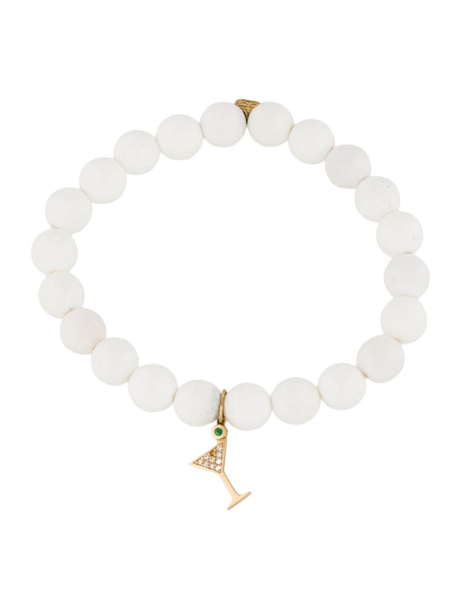 Sydney Evan 14K Emerald, Diamond & Quartzite Martini Charm Bracelet