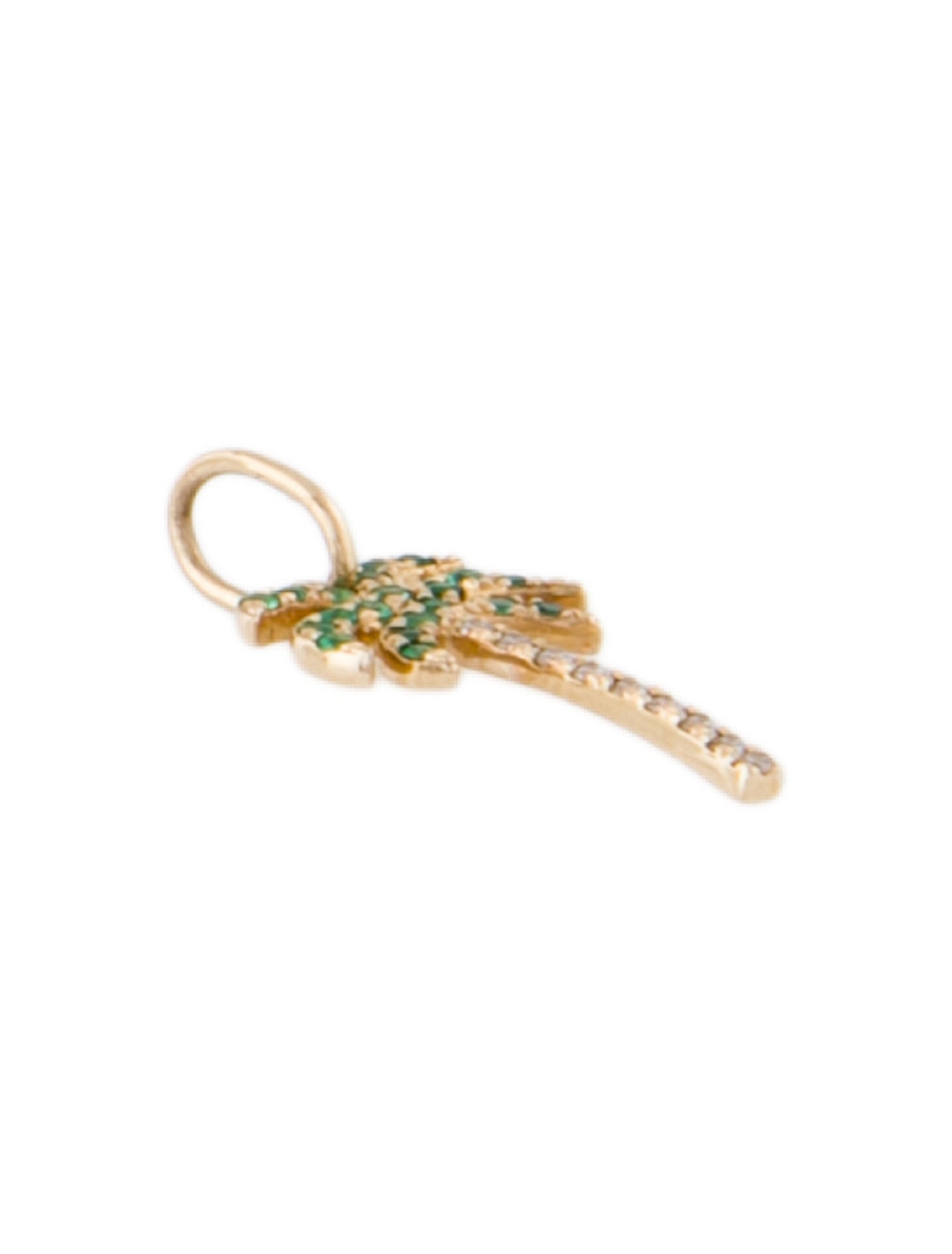 Sydney Evan 14K Diamond & Emerald Palm Tree Pendant