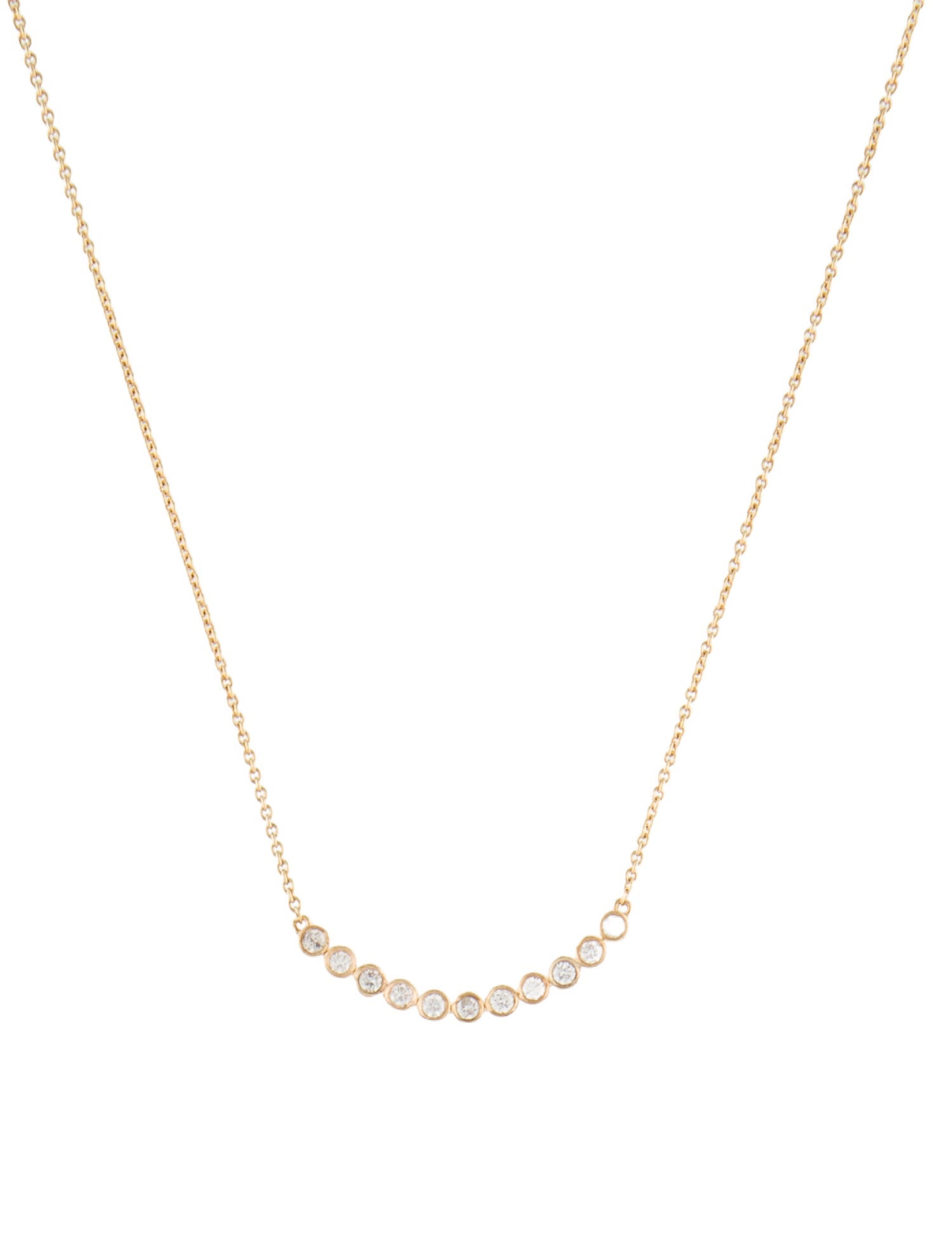 Sydney Evan 14K Diamond Curved Bar Pendant Necklace