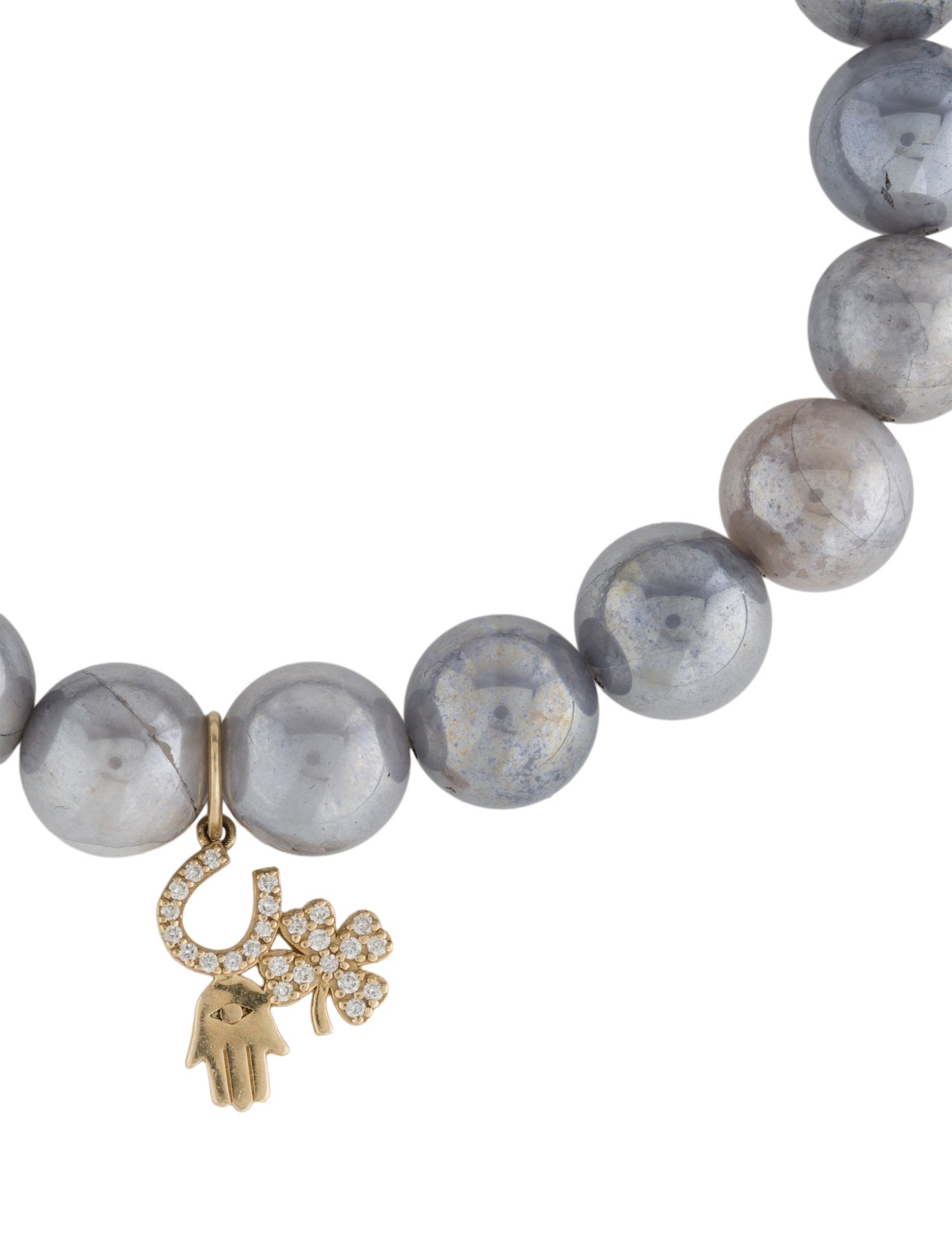 Sydney Evan 14K Coated Moonstone & Diamond Bead Bracelet