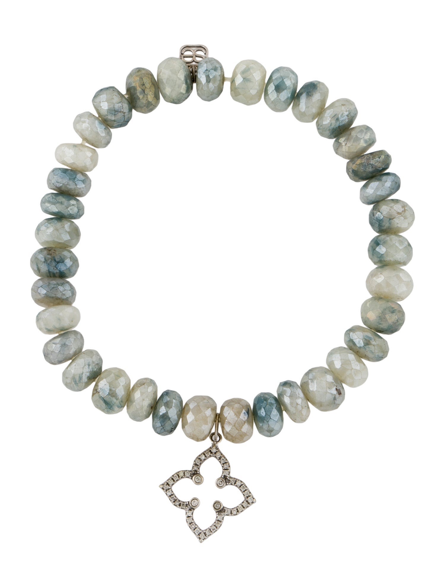 Sydney Evan 14K Coated Quartz, Kyanite & Diamond Moroccan Flower Bead Bracelet