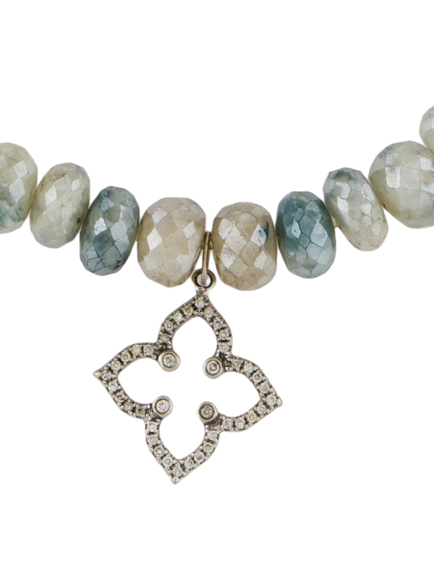 Sydney Evan 14K Coated Quartz, Kyanite & Diamond Moroccan Flower Bead Bracelet