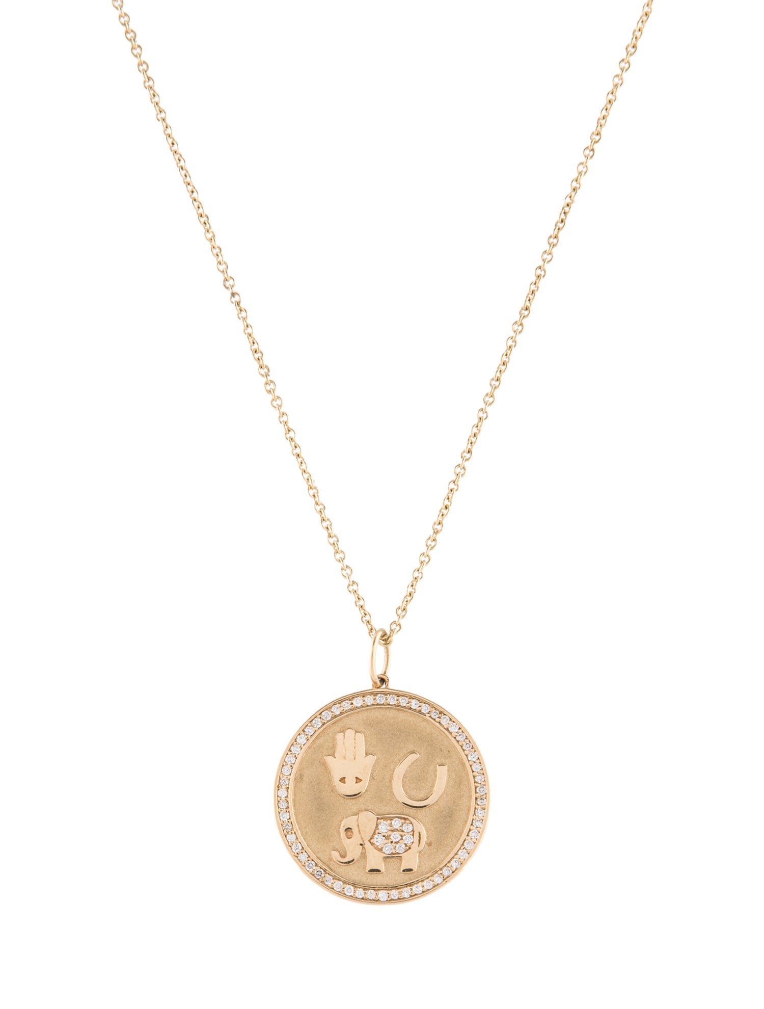 Sydney Evan 14K Diamond Luck Coin Pendant Necklace