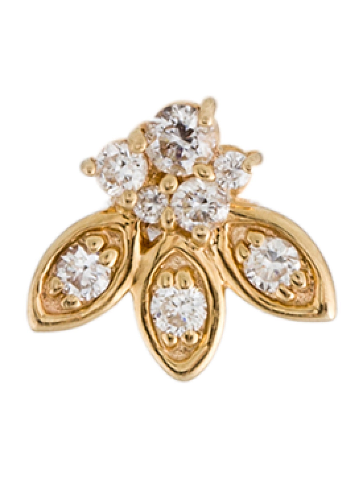 Sydney Evan 14K Diamond Petal Single Stud Earring