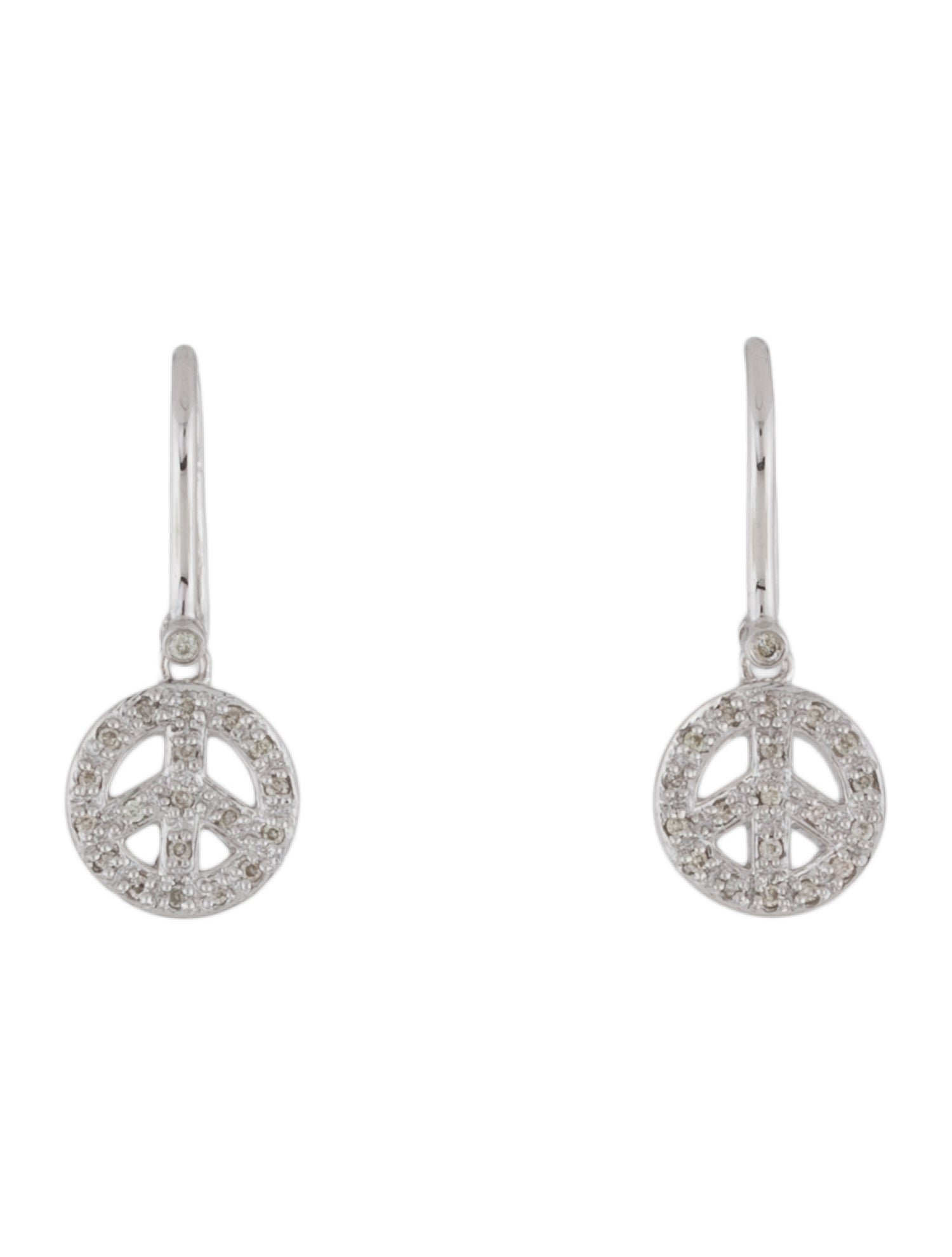 Sydney Evan 14K Diamond Peace Sign Drop Earrings