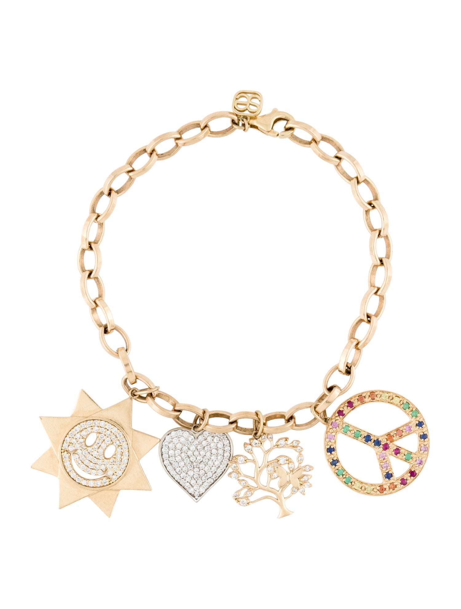 Sydney Evan 14K Multistone & Diamond Charm Bracelet