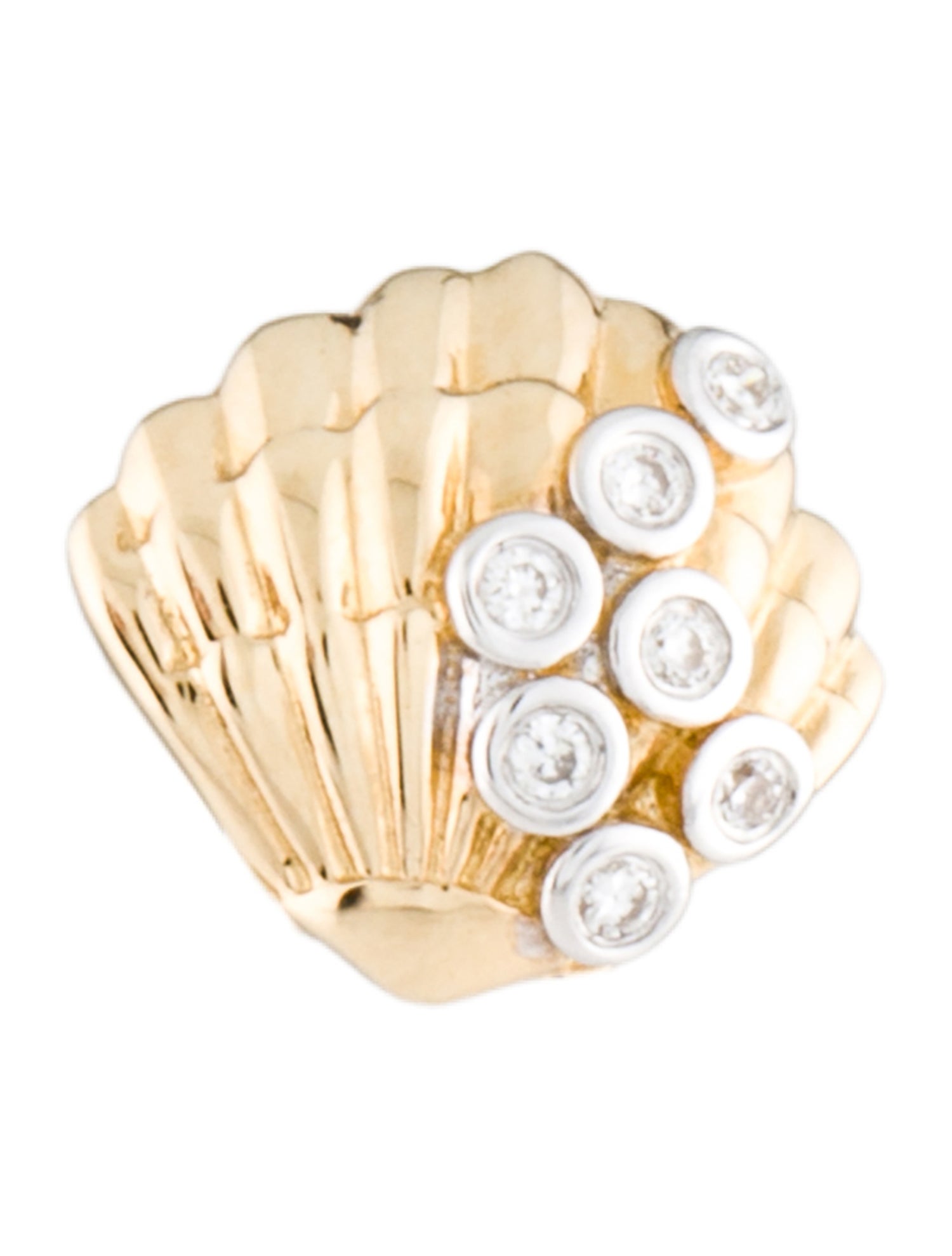 Sydney Evan 14K Diamond Clam Shell Single Stud Earring