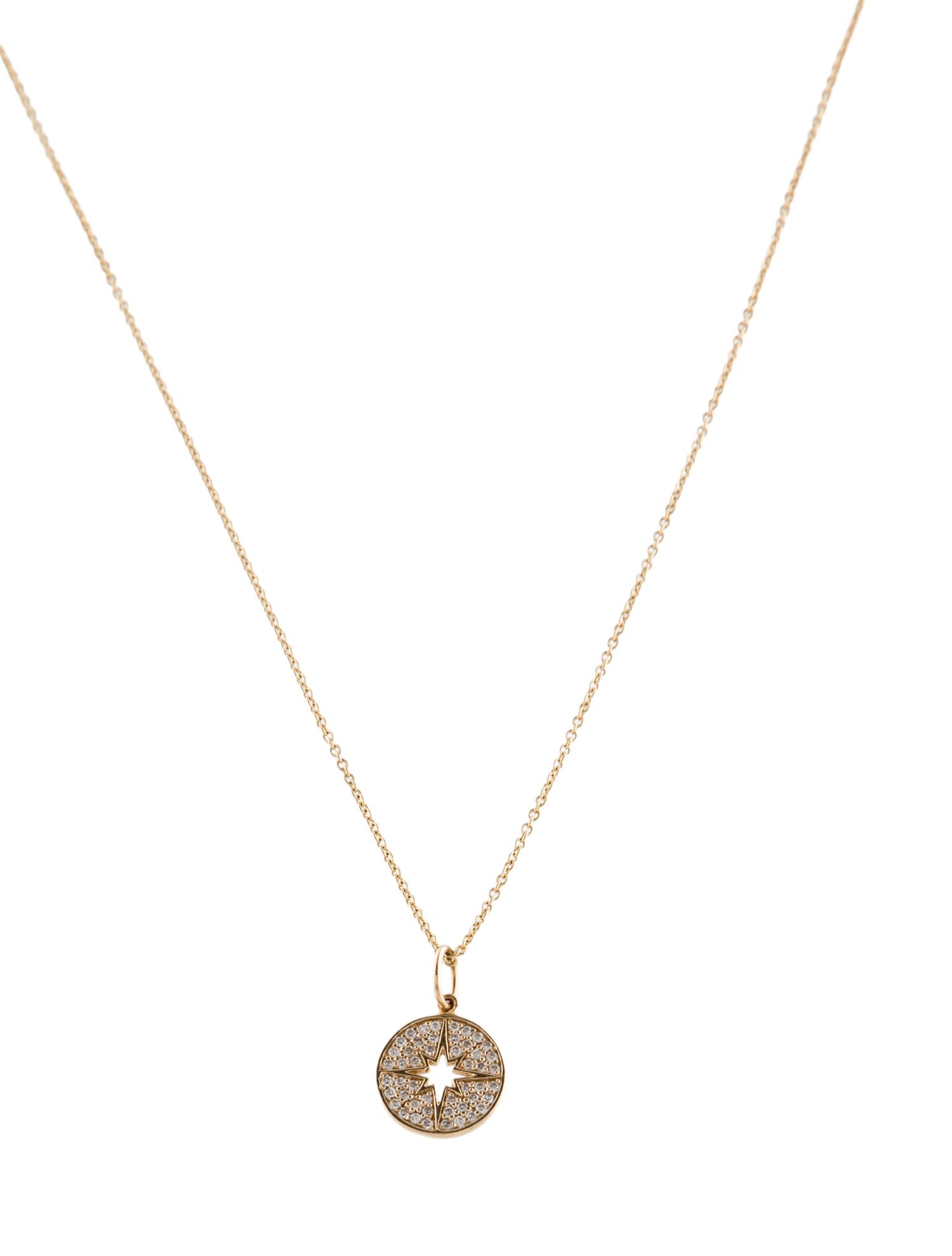 Sydney Evan 14K Diamond Small Starburst Medallion Pendant Necklace