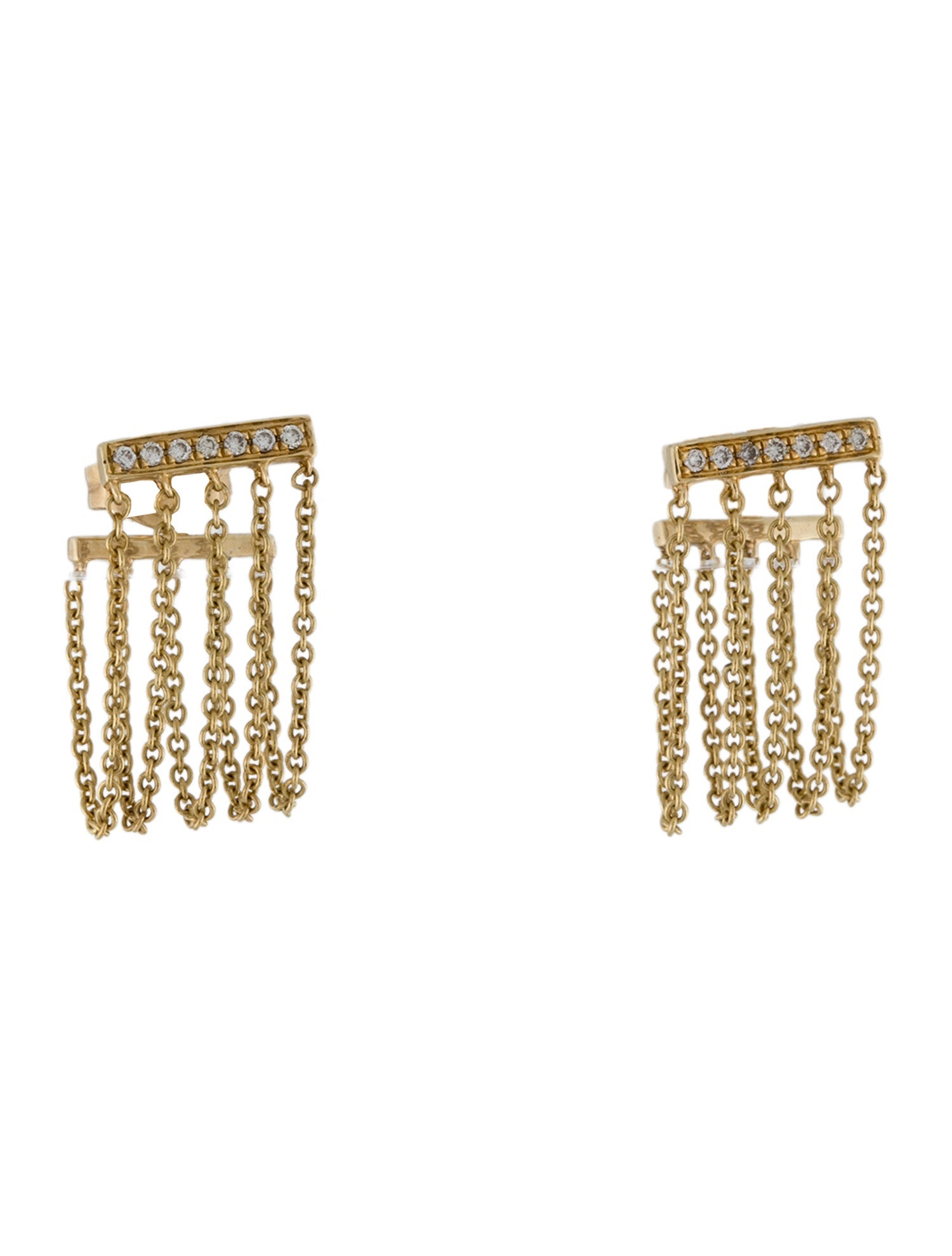 Sydney Evan 14K Diamond Bar Chain Drop Earrings