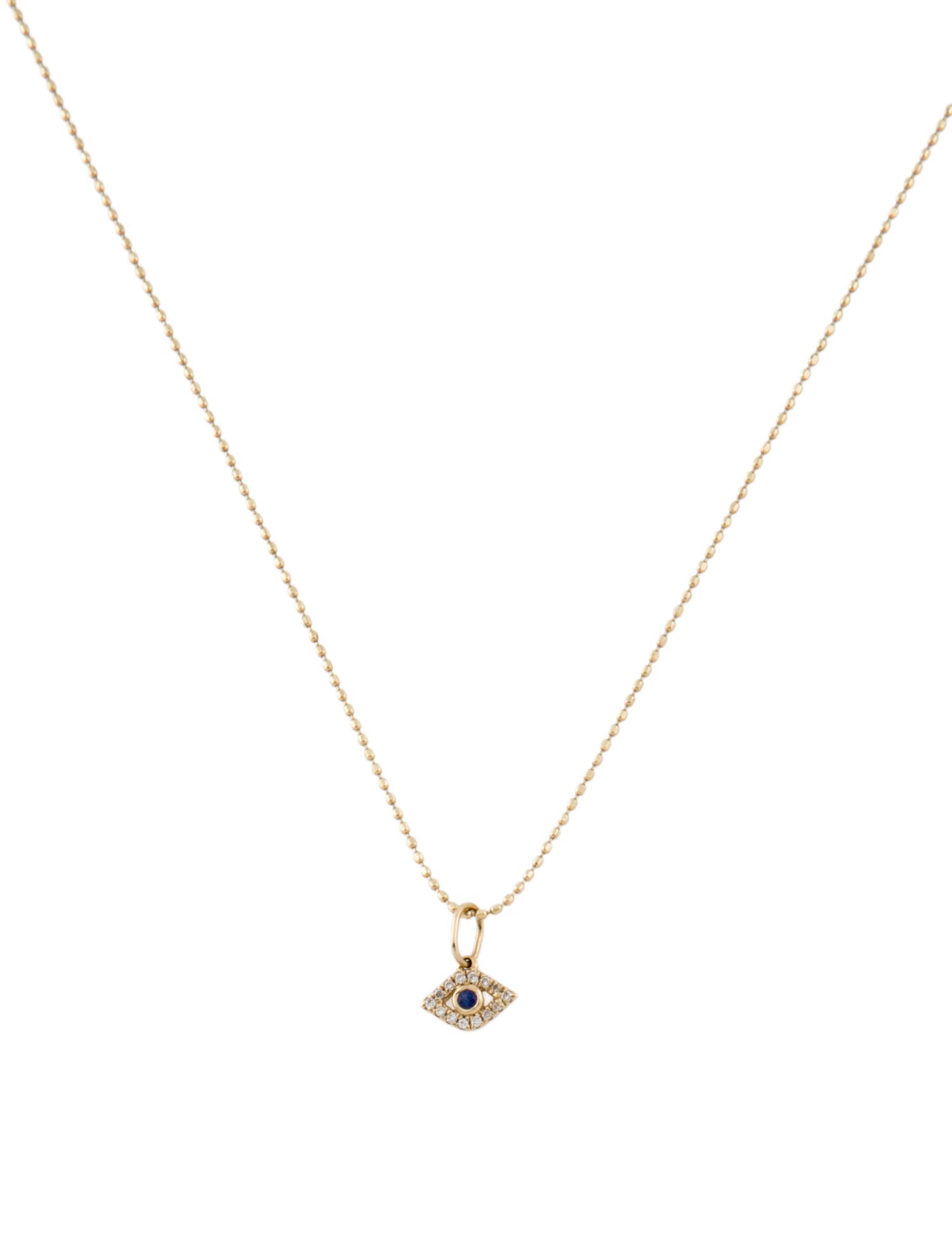 Sydney Evan 14K Sapphire & Diamond Tiny Evil Eye Pendant Necklace