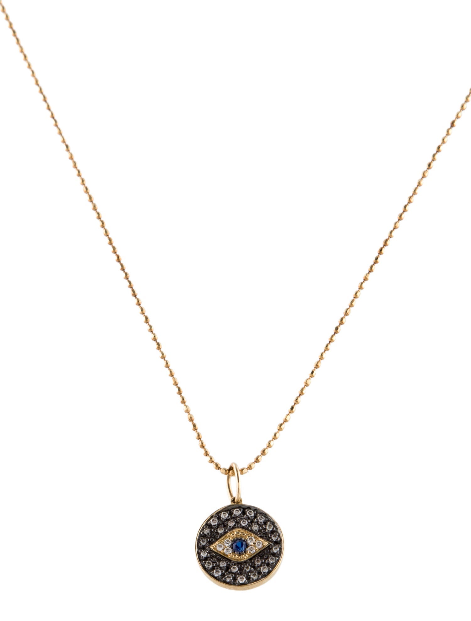 Sydney Evan 14K Sapphire & Diamond Evil Eye Pendant Necklace