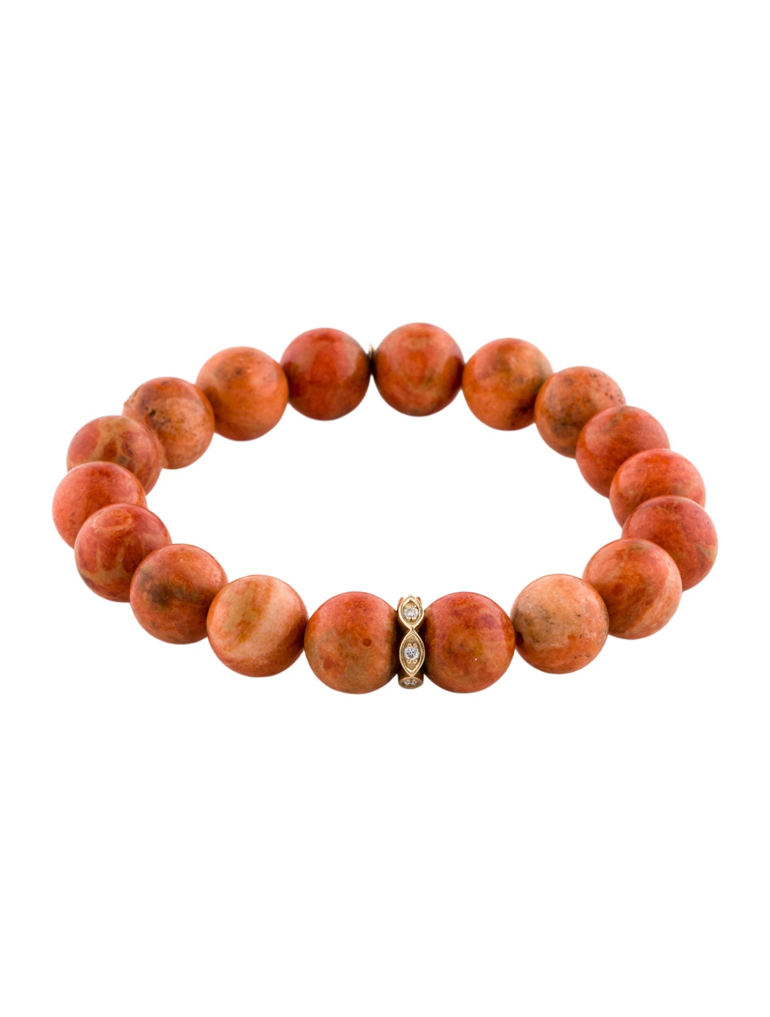 Sydney Evan 14K Coral & Diamond Bead Bracelet