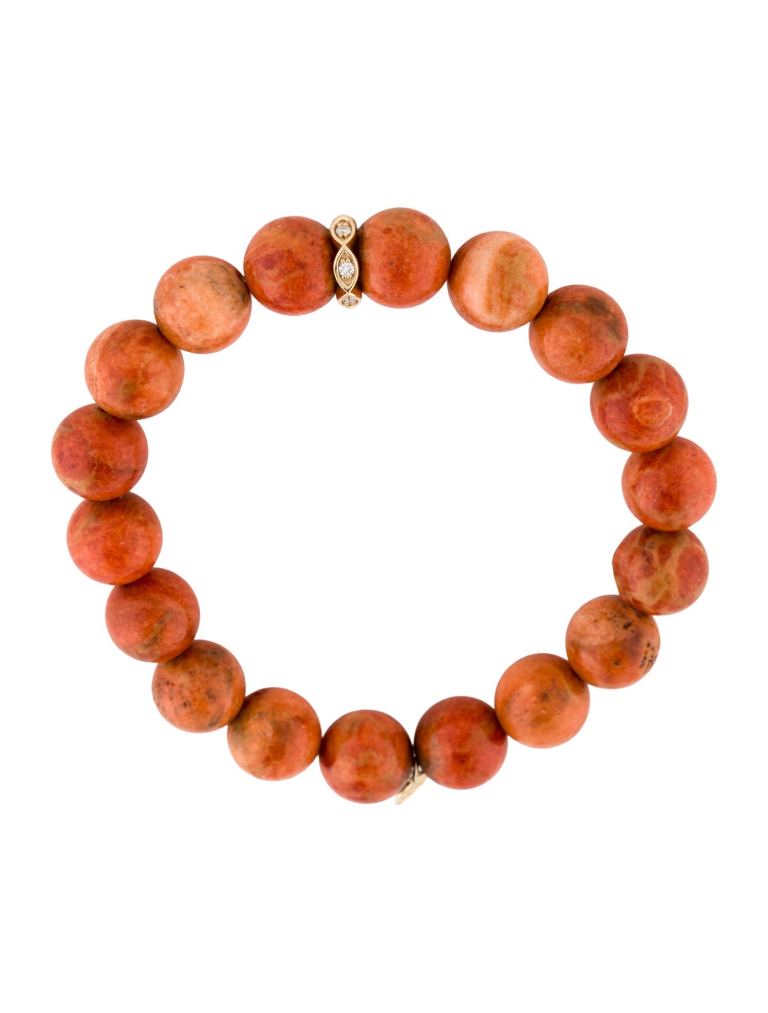 Sydney Evan 14K Coral & Diamond Bead Bracelet