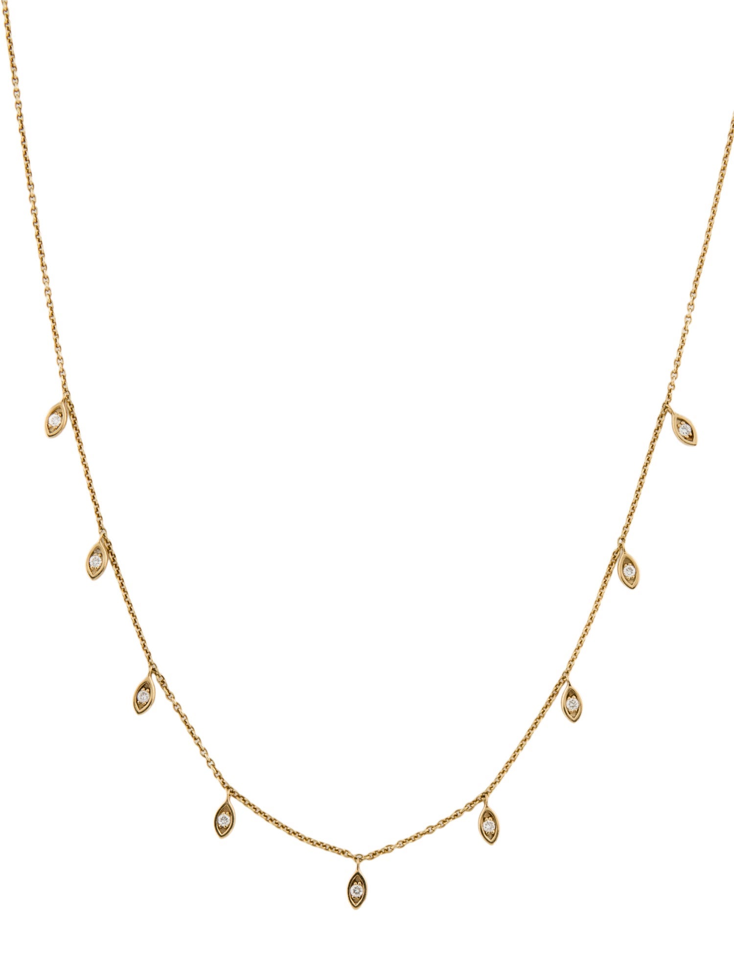 Sydney Evan 14K Diamond Marquis Fringe Station Necklace