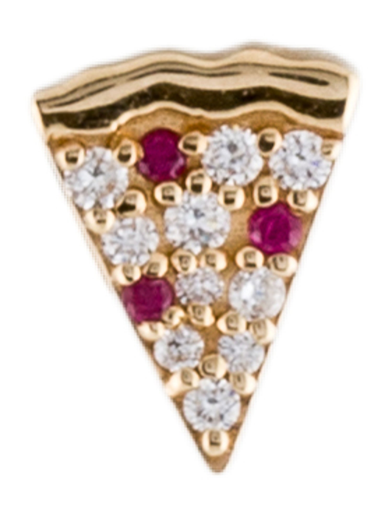 Sydney Evan 14K Diamond & Ruby Pizza Slice Single Stud Earring