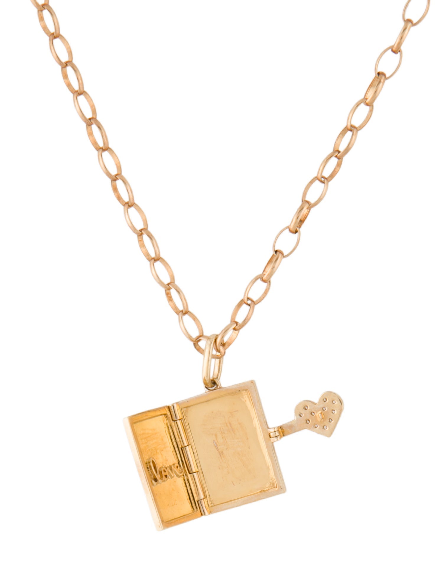 Sydney Evan 14K Diamond Heart Love Book Locket Charm
