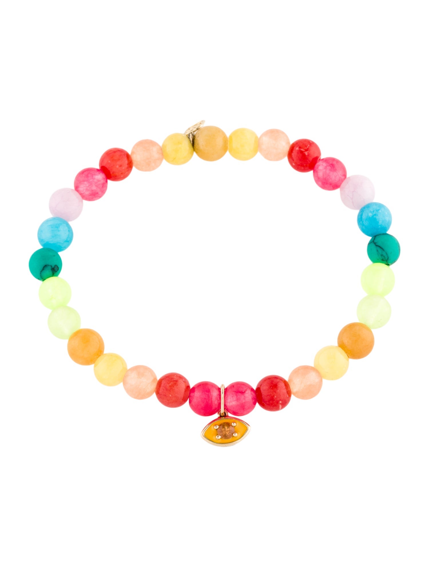 Sydney Evan 14K Rainbow Medium Bead Eye Charm Bracelet