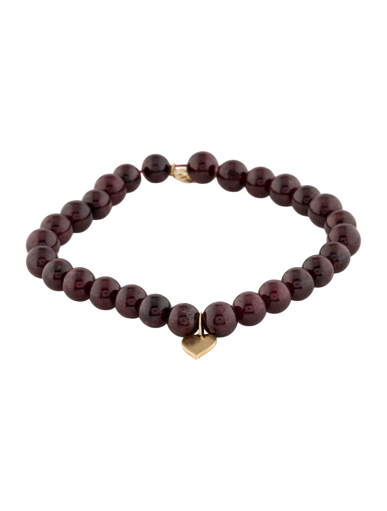 Sydney Evan 14K Garnet Mini Heart Bead Charm Bracelet