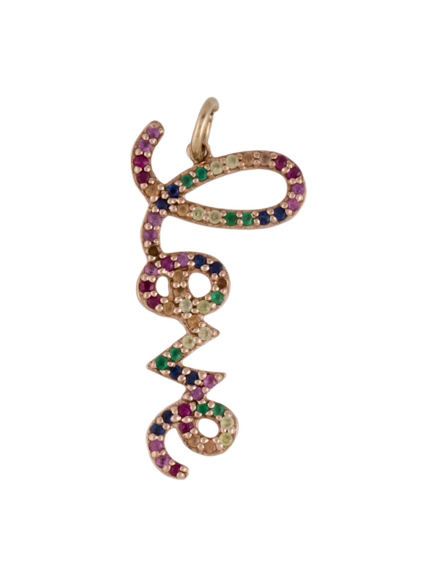 Sydney Evan 14K Multi-Stone Rainbow 'Love' Pendant