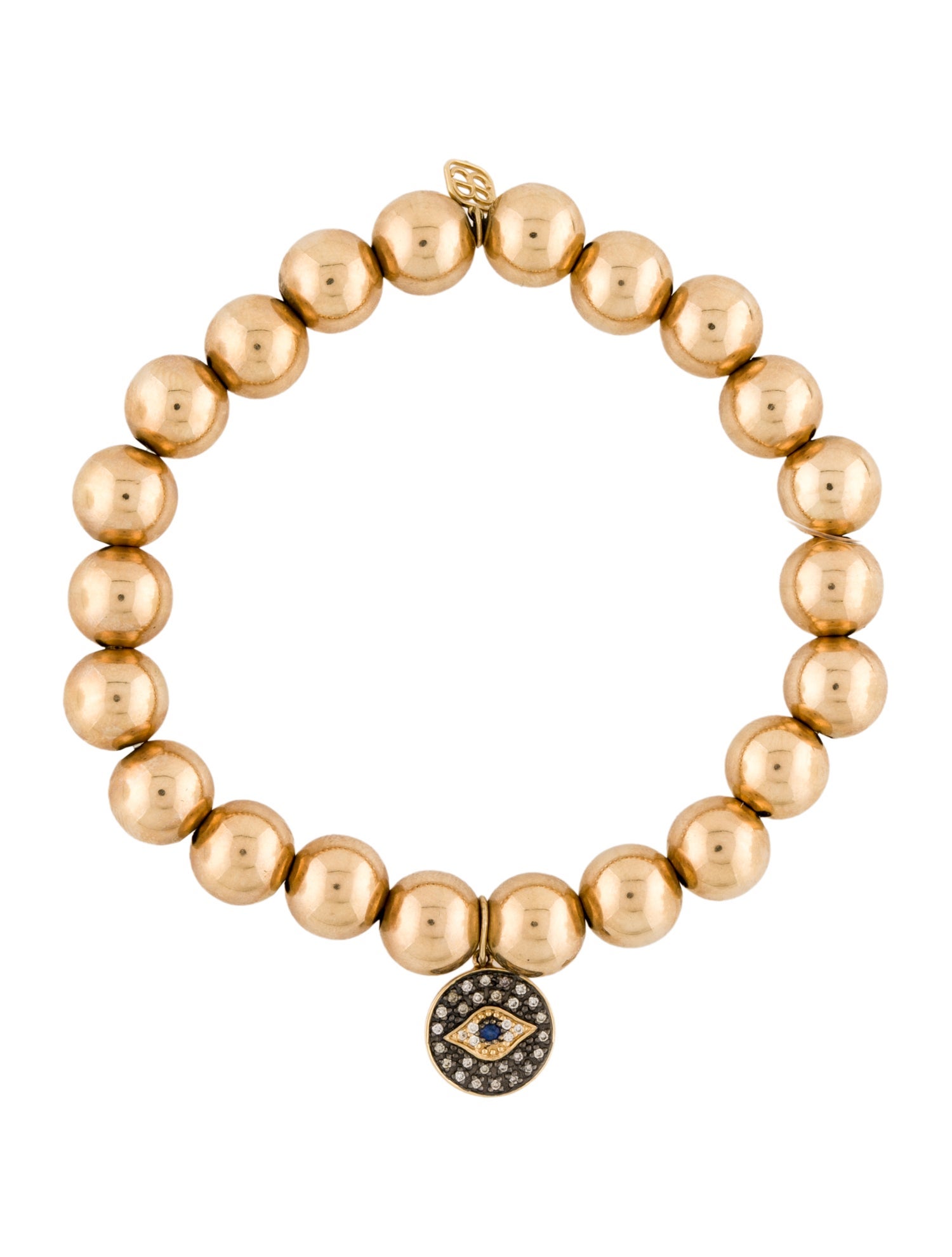 Sydney Evan 14K Sapphire & Diamond Evil Eye Charm Bead Bracelet