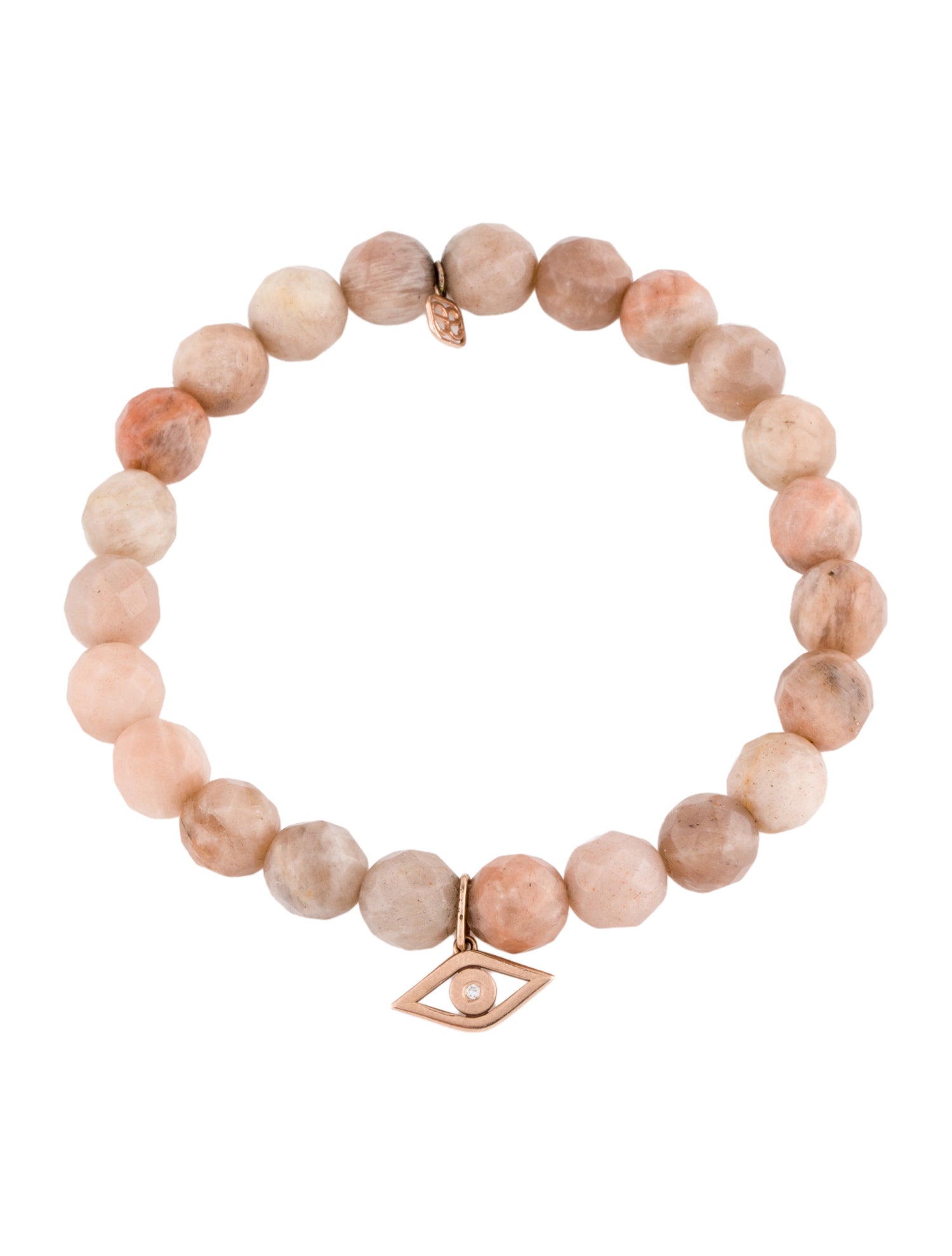 Sydney Evan 14K Sunstone & Diamond Evil Eye Charm Bracelet