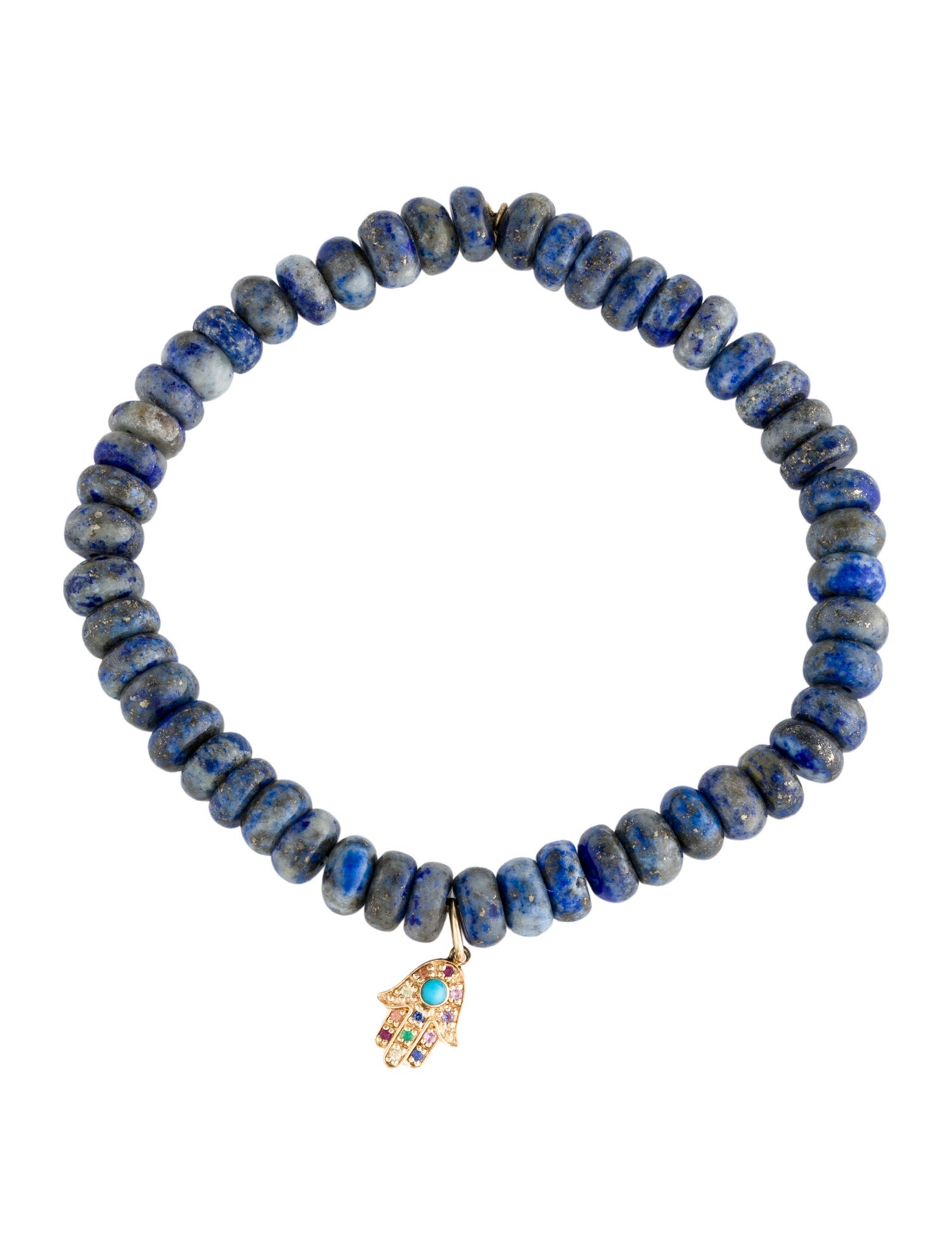 Sydney Evan 14K Lapis Lazuli Rainbow Hamsa Charm Bracelet
