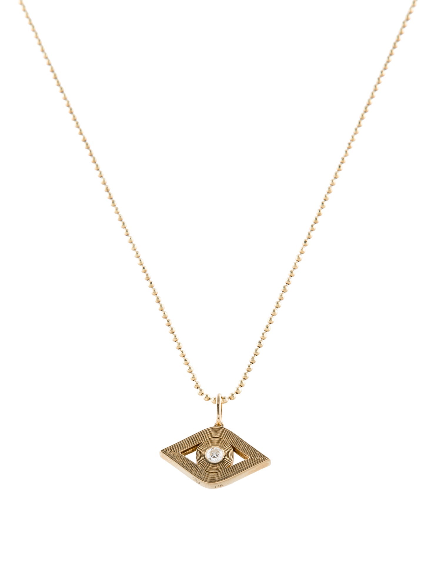 Sydney Evan 14K Diamond Fluted Evil Eye Pendant Necklace