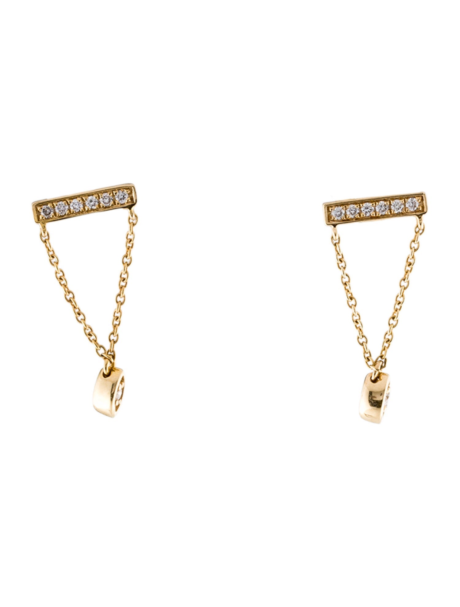 Sydney Evan 14K Diamond Bar Drop Earrings