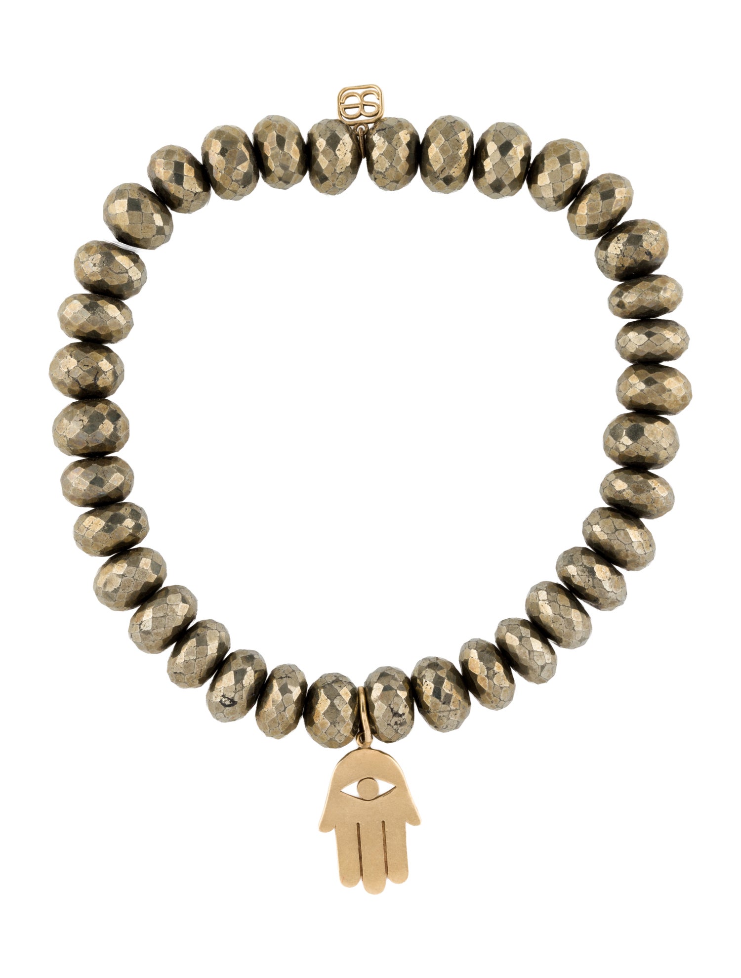 Sydney Evan 14K Pyrite Hamsa Charm Beaded Bracelet