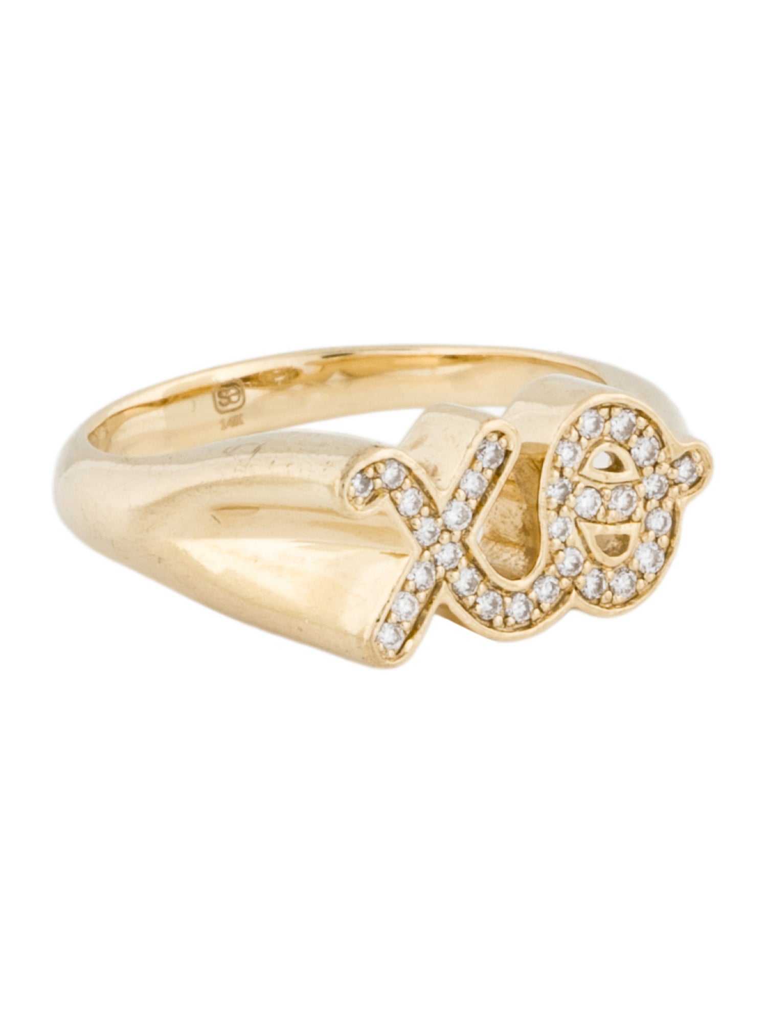 Sydney Evan 14K Diamond XO Signet Ring
