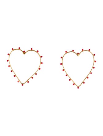 Sylvia Toledano Enamel Dots Heart Hoop Earrings