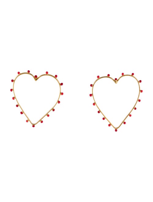 Sylvia Toledano Enamel Dots Heart Hoop Earrings